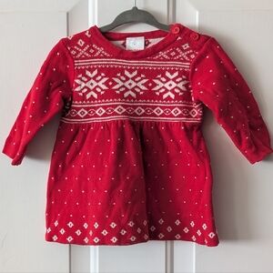 Hanna Andersson Red and White Snowflake Knit Dress